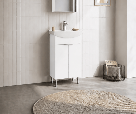 Orka Purus 55 cm, Parlak Beyaz, Banyo Dolabı Alt Modül Ve Lavabo, 5008446 - 3