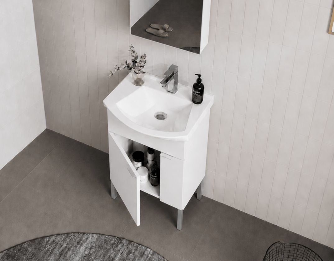 Orka Purus 55 cm, Parlak Beyaz, Banyo Dolabı Alt Modül Ve Lavabo, 5008446 - 5