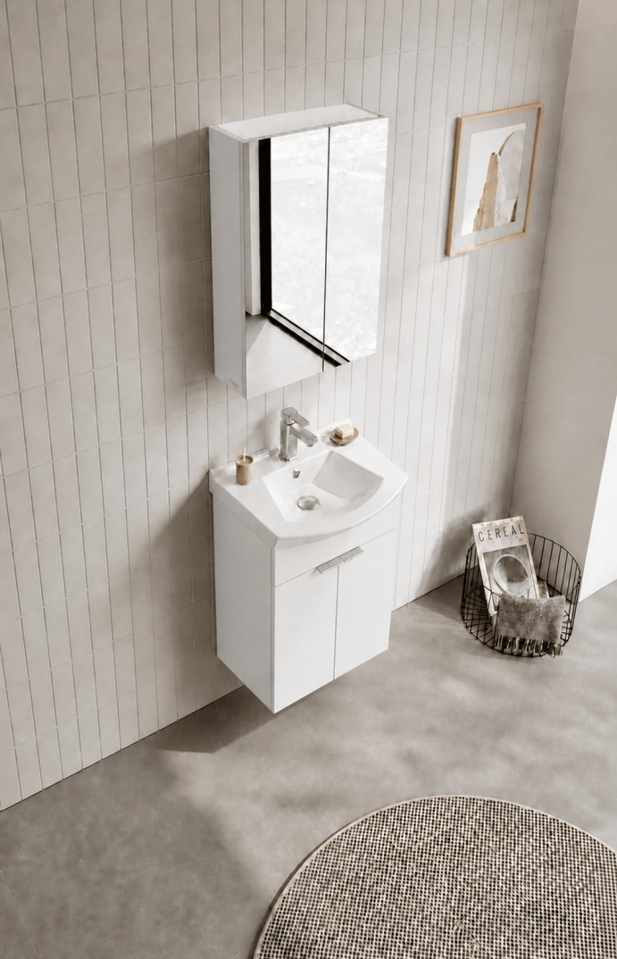 Orka Purus 55 cm ,Parlak Beyaz, Banyo Dolabı Takımı (Asma,Düz Ayna), 5008317 - 4