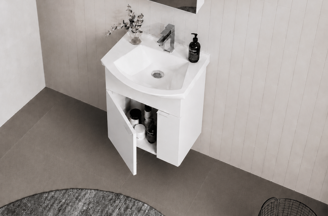 Orka Purus 55 cm ,Parlak Beyaz, Banyo Dolabı Takımı (Asma,Düz Ayna), 5008317 - 5