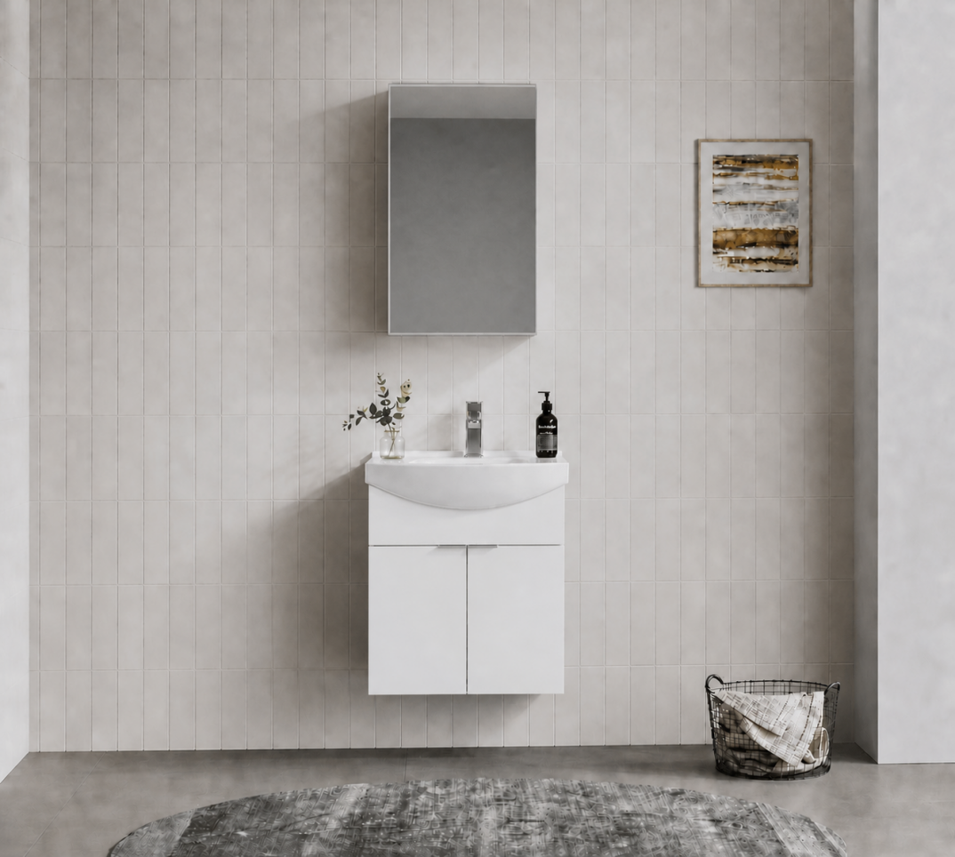 Orka Purus 55 cm ,Parlak Beyaz, Banyo Dolabı Takımı (Dolaplı Ayna),  5008335 - 1