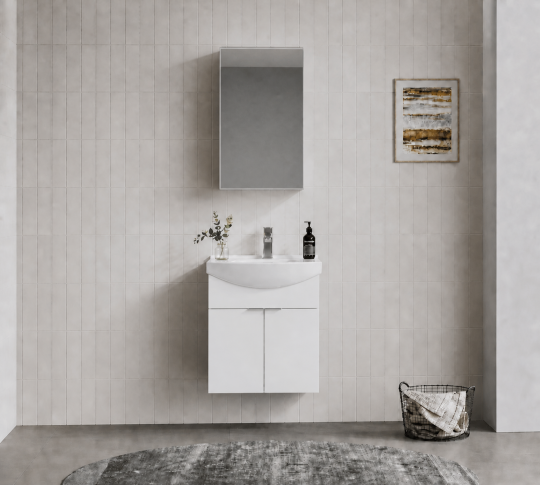 Orka Purus 55 cm ,Parlak Beyaz, Banyo Dolabı Takımı (Dolaplı Ayna),  5008335 - 2