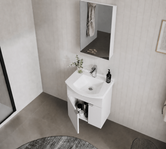 Orka Purus 55 cm ,Parlak Beyaz, Banyo Dolabı Takımı (Dolaplı Ayna),  5008335 - 5