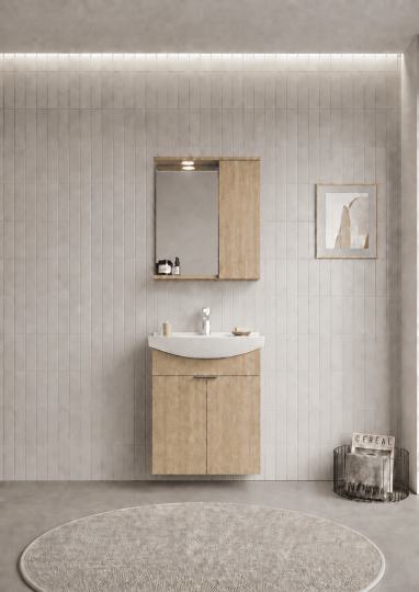 Orka Purus 65 cm ,Budva, Banyo Dolabı Takımı (Asma,Spotlu Ayna), 5007992