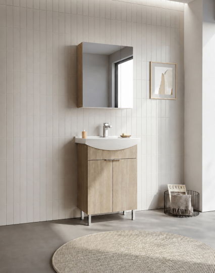 Orka Purus 65 cm ,Budva, Banyo Dolabı Takımı (Ayaklı,Dolaplı Ayna), 5008480 - 3