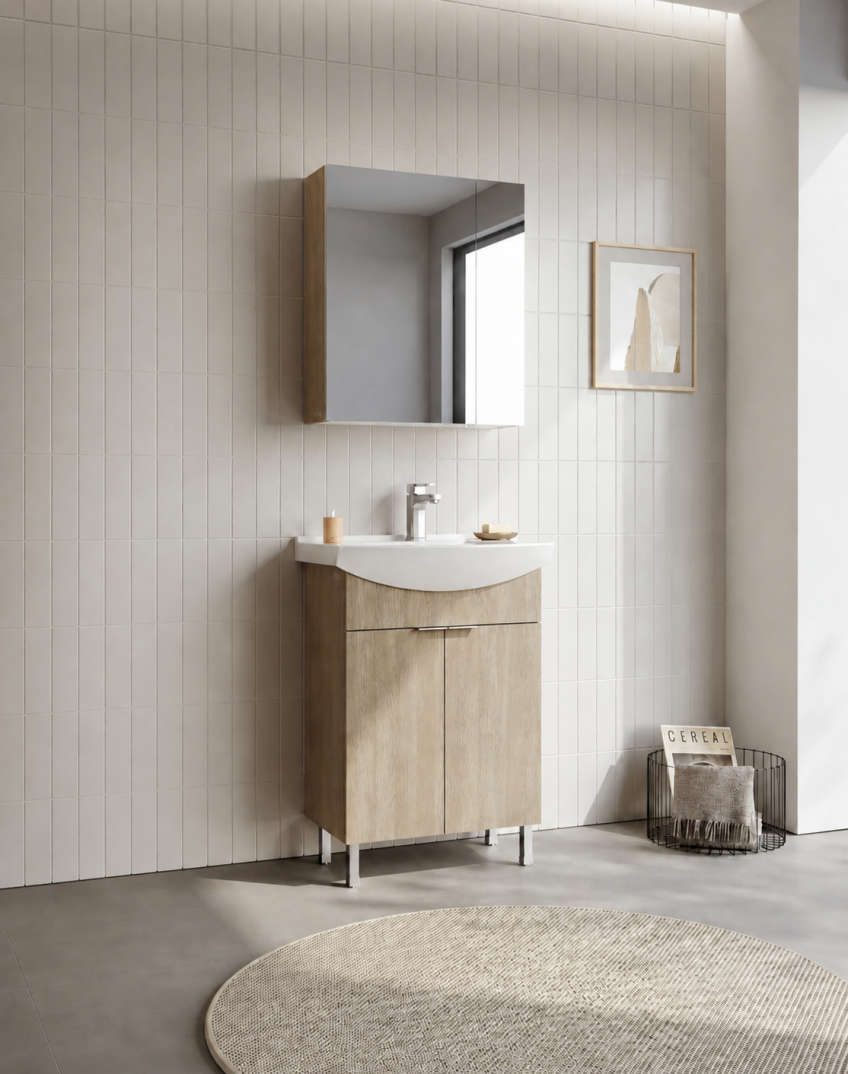 Orka Purus 65 cm ,Budva, Banyo Dolabı Takımı (Ayaklı,Dolaplı Ayna), 5008480 - 3