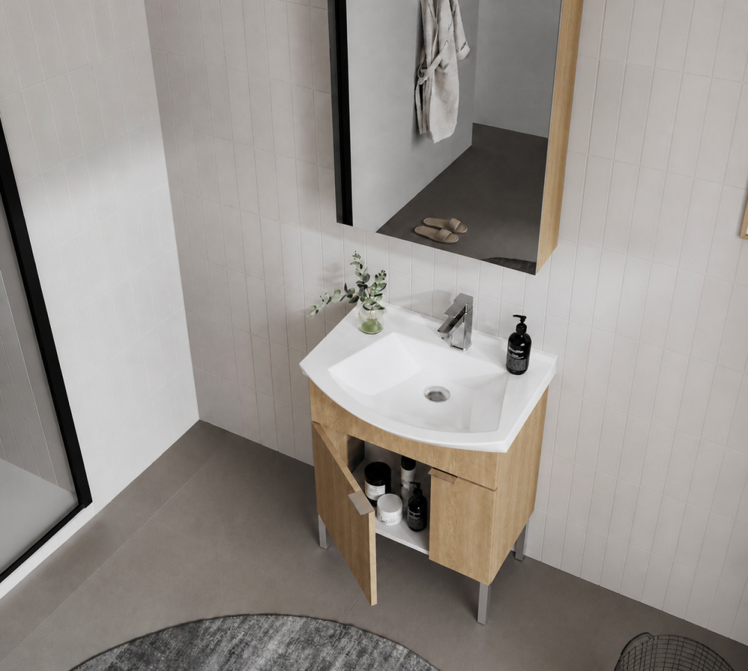 Orka Purus 65 cm ,Budva, Banyo Dolabı Takımı (Ayaklı,Dolaplı Ayna), 5008480 - 5