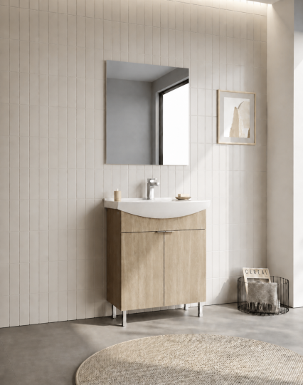 Orka Purus 65 cm ,Budva, Banyo Dolabı Takımı (Ayaklı,Düz Ayna), 5008468 - 3