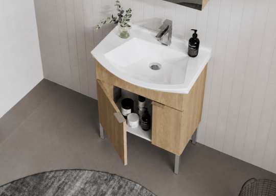 Orka Purus 65 cm ,Budva, Banyo Dolabı Takımı (Ayaklı,Düz Ayna), 5008468 - 4
