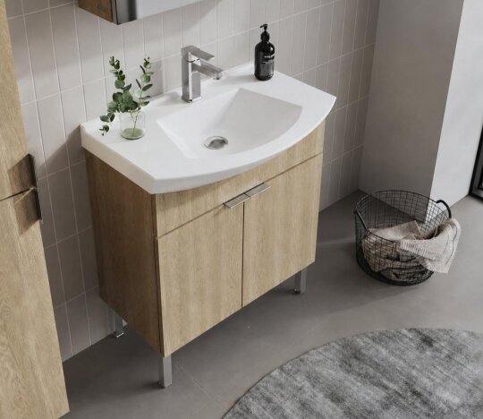 Orka Purus 65 cm ,Budva, Banyo Dolabı Takımı (Ayaklı,Düz Ayna), 5008468 - 5