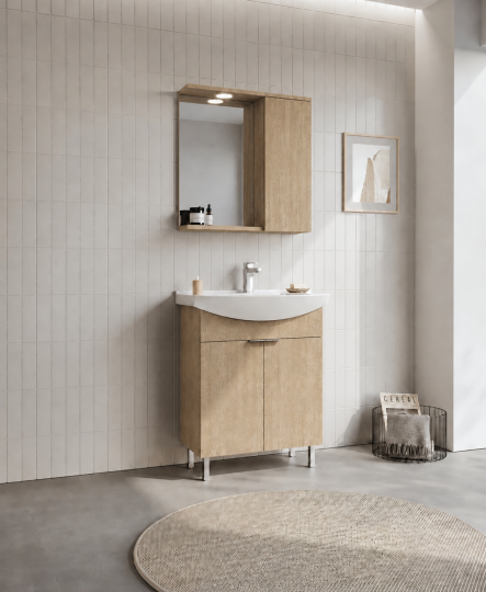 Orka Purus 65 cm ,Budva, Banyo Dolabı Takımı (Ayaklı,Spotlu Ayna), 5008438 - 3