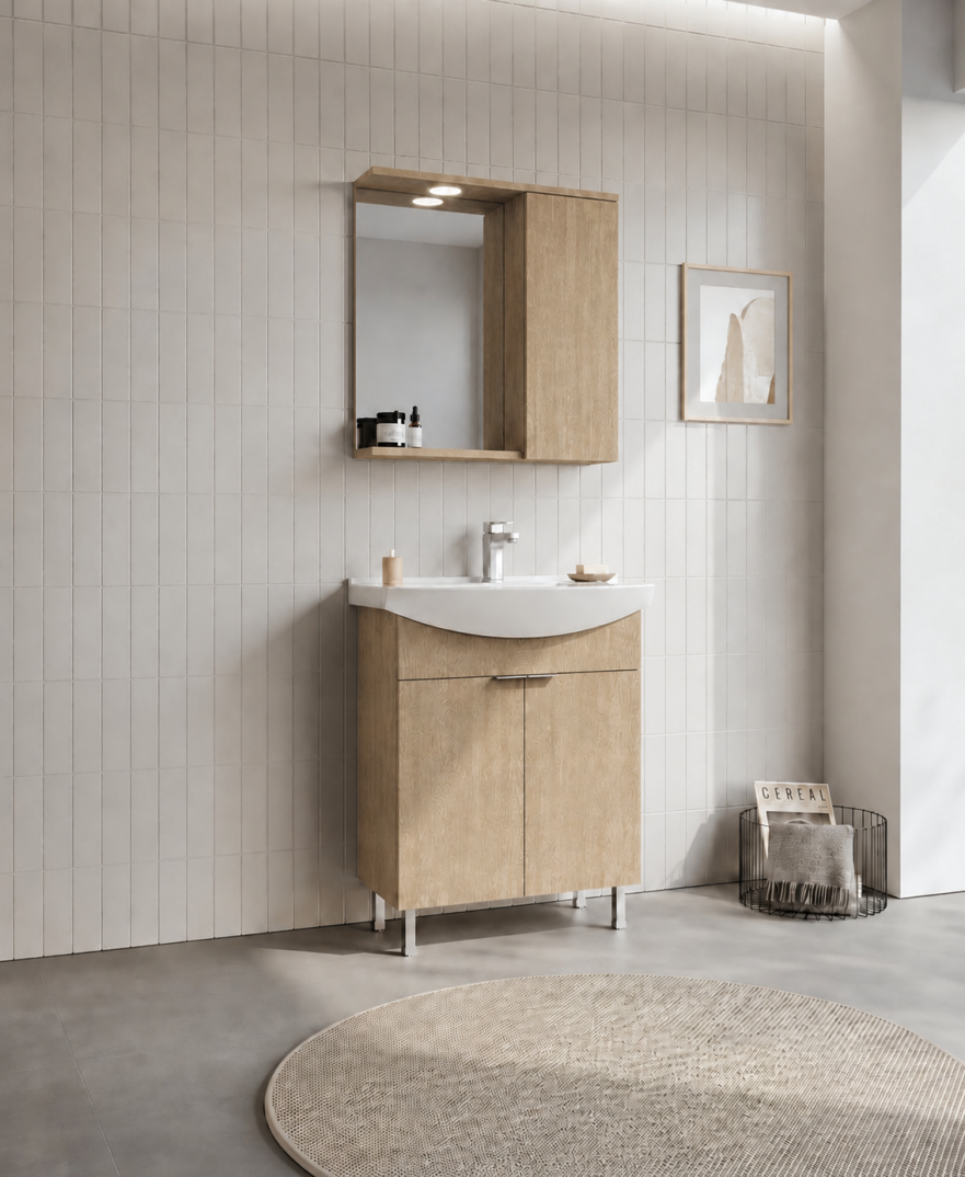 Orka Purus 65 cm ,Budva, Banyo Dolabı Takımı (Ayaklı,Spotlu Ayna), 5008438 - 3