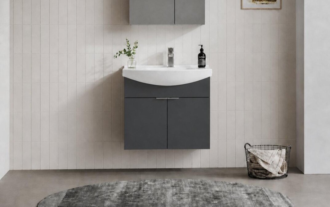 Orka Purus 65 cm, Mat Antrasit, Banyo Dolabı Alt Modül Ve Lavabo, 5007979 - 1