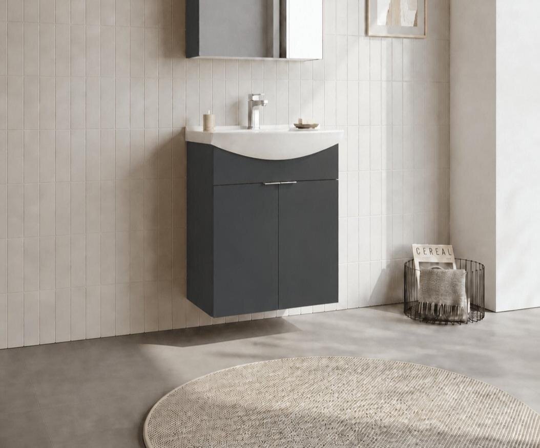 Orka Purus 65 cm, Mat Antrasit, Banyo Dolabı Alt Modül Ve Lavabo, 5007979 - 3