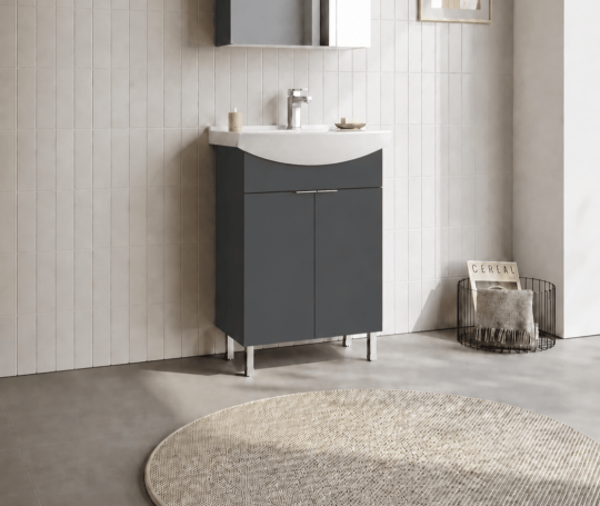 Orka Purus 65 cm, Mat Antrasit, Banyo Dolabı Alt Modül Ve Lavabo, (Ayaklı), 5008448 - 3