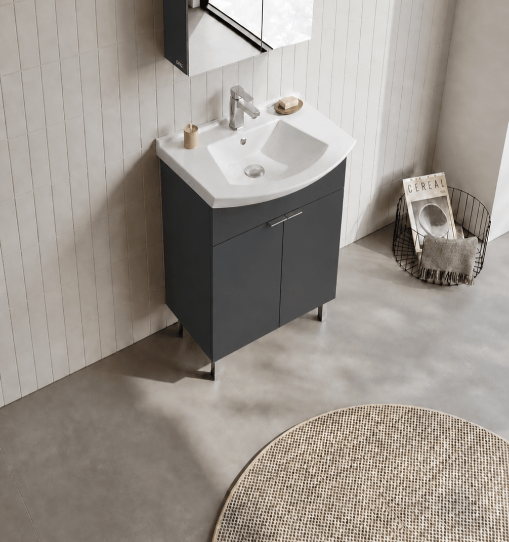 Orka Purus 65 cm, Mat Antrasit, Banyo Dolabı Alt Modül Ve Lavabo, (Ayaklı), 5008448 - 4