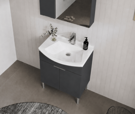 Orka Purus 65 cm, Mat Antrasit, Banyo Dolabı Alt Modül Ve Lavabo, (Ayaklı), 5008448 - 5