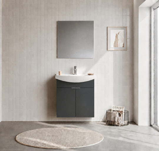 Orka Purus 65 cm ,Mat Antrasit, Banyo Dolabı Takımı (Asma,Düz Ayna), 5008321 - 2