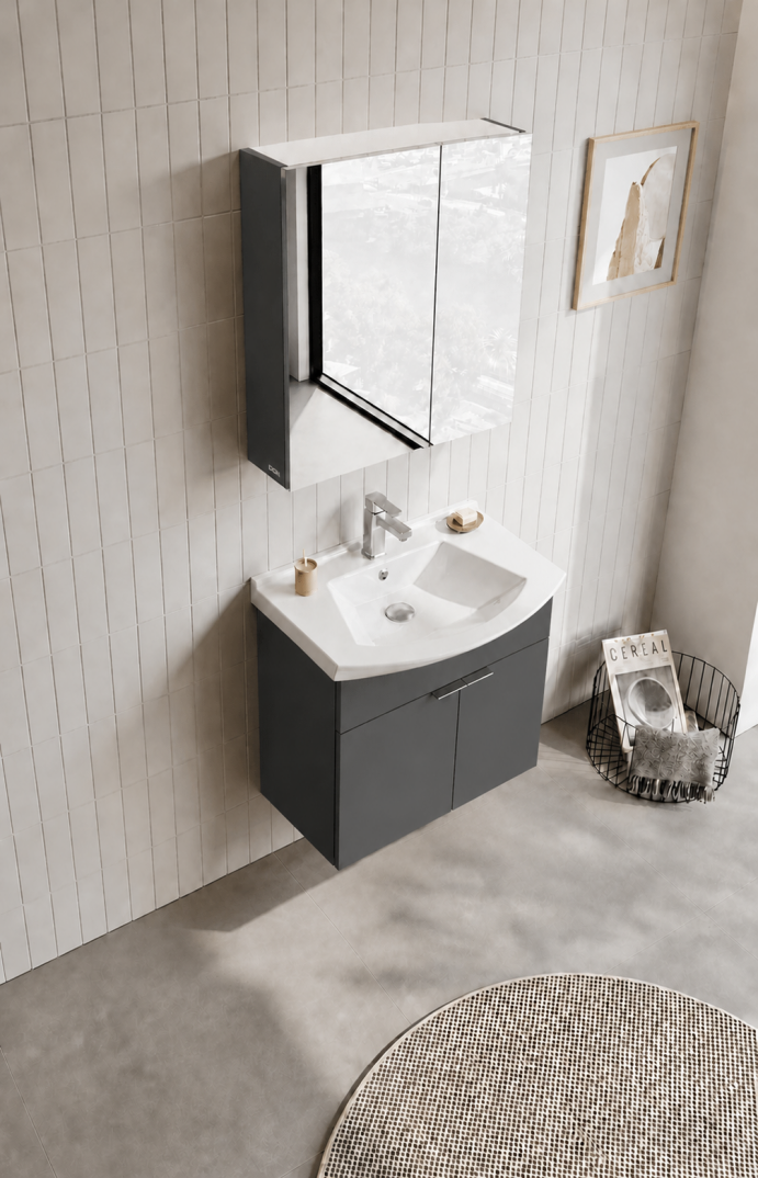 Orka Purus 65 cm ,Mat Antrasit, Banyo Dolabı Takımı (Asma,Düz Ayna), 5008321 - 4