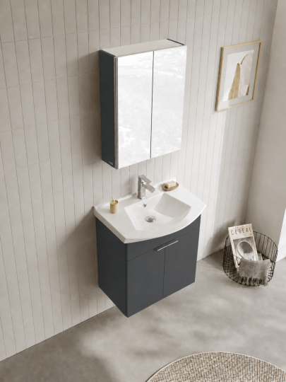 Orka Purus 65 cm ,Mat Antrasit, Banyo Dolabı Takımı (Dolaplı Ayna), 5008338 - 4