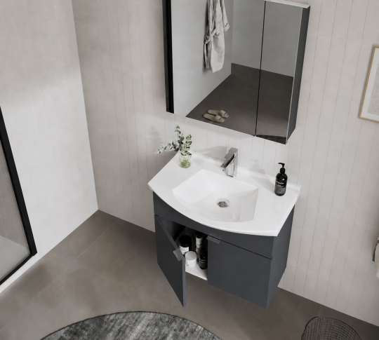 Orka Purus 65 cm ,Mat Antrasit, Banyo Dolabı Takımı (Dolaplı Ayna), 5008338 - 5