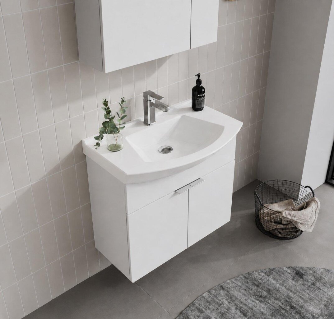 Orka Purus 65 cm, Parlak Beyaz, Banyo Dolabı Alt Modül Ve Lavabo, 5007969 - 6