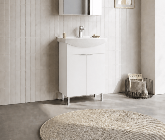 Orka Purus 65 cm, Parlak Beyaz, Banyo Dolabı Alt Modül Ve Lavabo, (Ayaklı), 5007960 - 3