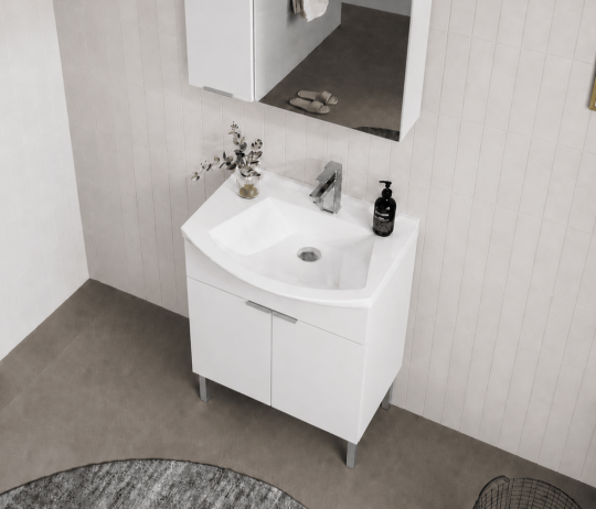 Orka Purus 65 cm, Parlak Beyaz, Banyo Dolabı Alt Modül Ve Lavabo, (Ayaklı), 5007960 - 5