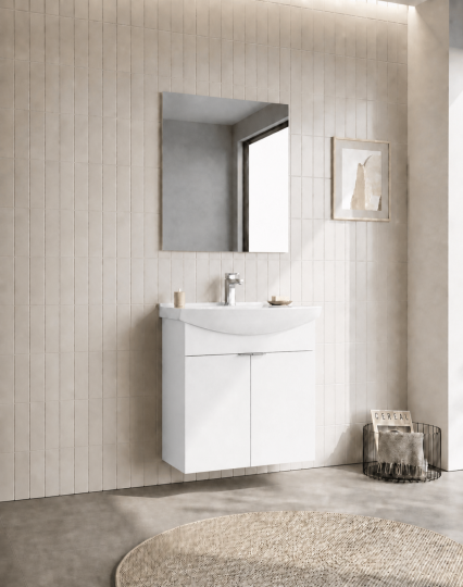 Orka Purus 65 cm ,Parlak Beyaz, Banyo Dolabı Takımı (Asma,Düz Ayna), 5008322 - 3