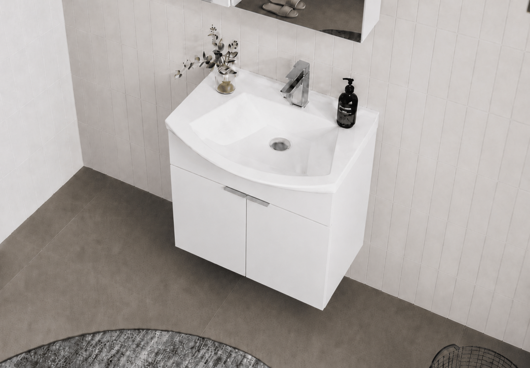 Orka Purus 65 cm ,Parlak Beyaz, Banyo Dolabı Takımı (Asma,Düz Ayna), 5008322 - 5