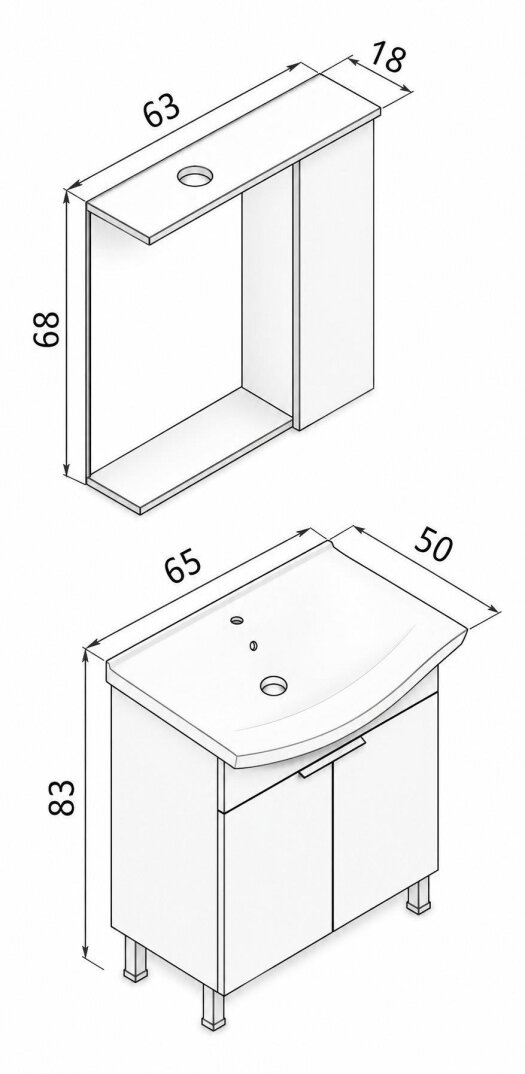 Orka Purus 65 cm ,Parlak Beyaz, Banyo Dolabı Takımı (Ayaklı,Spotlu Ayna), 5007963 - 5