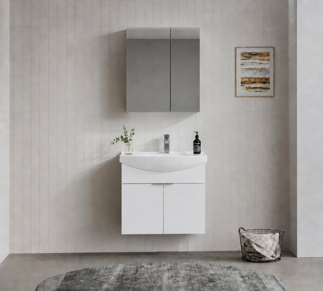 Orka Purus 65 cm ,Parlak Beyaz, Banyo Dolabı Takımı (Dolaplı Ayna), 5008340 - 1