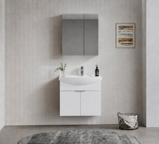 Orka Purus 65 cm ,Parlak Beyaz, Banyo Dolabı Takımı (Dolaplı Ayna), 5008340 - 2