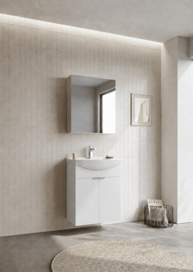 Orka Purus 65 cm ,Parlak Beyaz, Banyo Dolabı Takımı (Dolaplı Ayna), 5008340 - 3