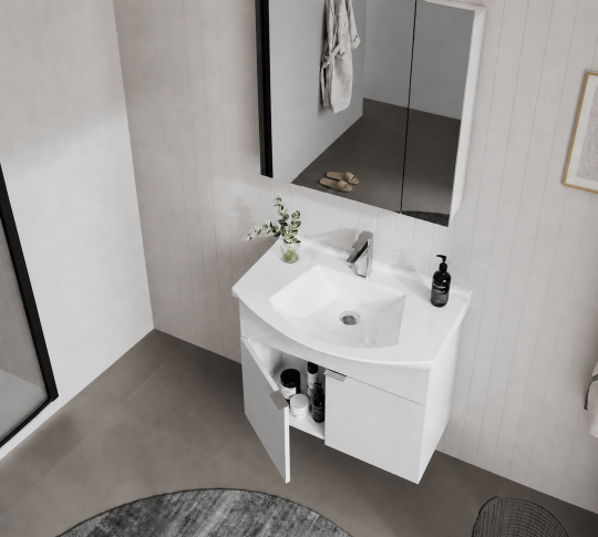 Orka Purus 65 cm ,Parlak Beyaz, Banyo Dolabı Takımı (Dolaplı Ayna), 5008340 - 5