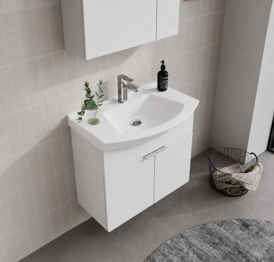 Orka Purus 65 cm ,Parlak Beyaz, Banyo Dolabı Takımı (Dolaplı Ayna), 5008340 - 6