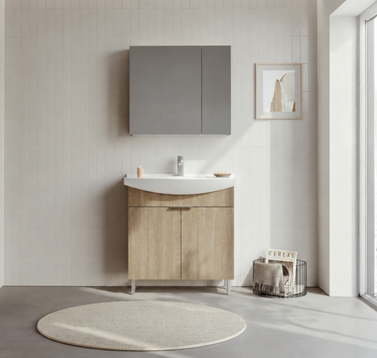 Orka Purus 80 cm ,Budva, Banyo Dolabı Takımı (Ayaklı,Dolaplı Ayna), 5008483 - 2