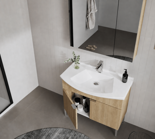 Orka Purus 80 cm ,Budva, Banyo Dolabı Takımı (Ayaklı,Dolaplı Ayna), 5008483 - 5