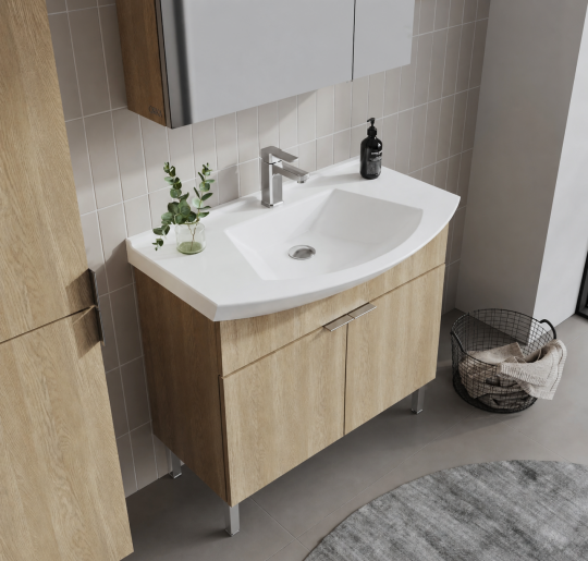 Orka Purus 80 cm ,Budva, Banyo Dolabı Takımı (Ayaklı,Dolaplı Ayna), 5008483 - 6