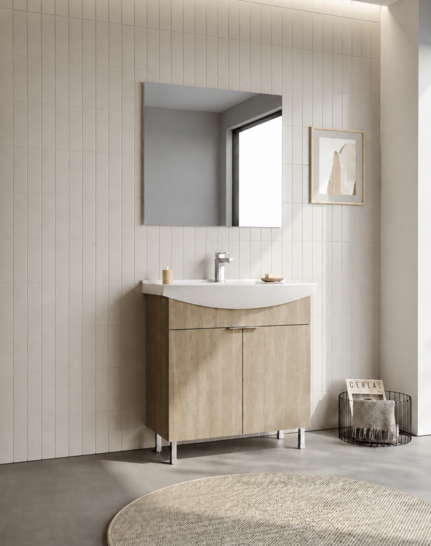 Orka Purus 80 cm ,Budva, Banyo Dolabı Takımı (Ayaklı,Düz Ayna), 5008471 - 3