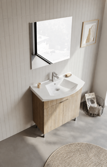 Orka Purus 80 cm ,Budva, Banyo Dolabı Takımı (Ayaklı,Düz Ayna), 5008471 - 4