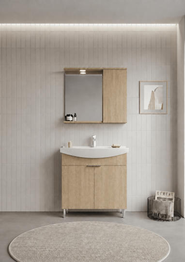 Orka Purus 80 cm ,Budva, Banyo Dolabı Takımı (Ayaklı,Spotlu Ayna), 5008440 - 2