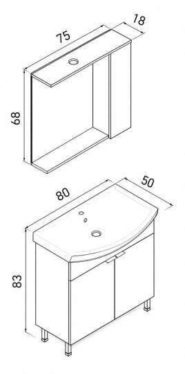 Orka Purus 80 cm ,Budva, Banyo Dolabı Takımı (Ayaklı,Spotlu Ayna), 5008440 - 4
