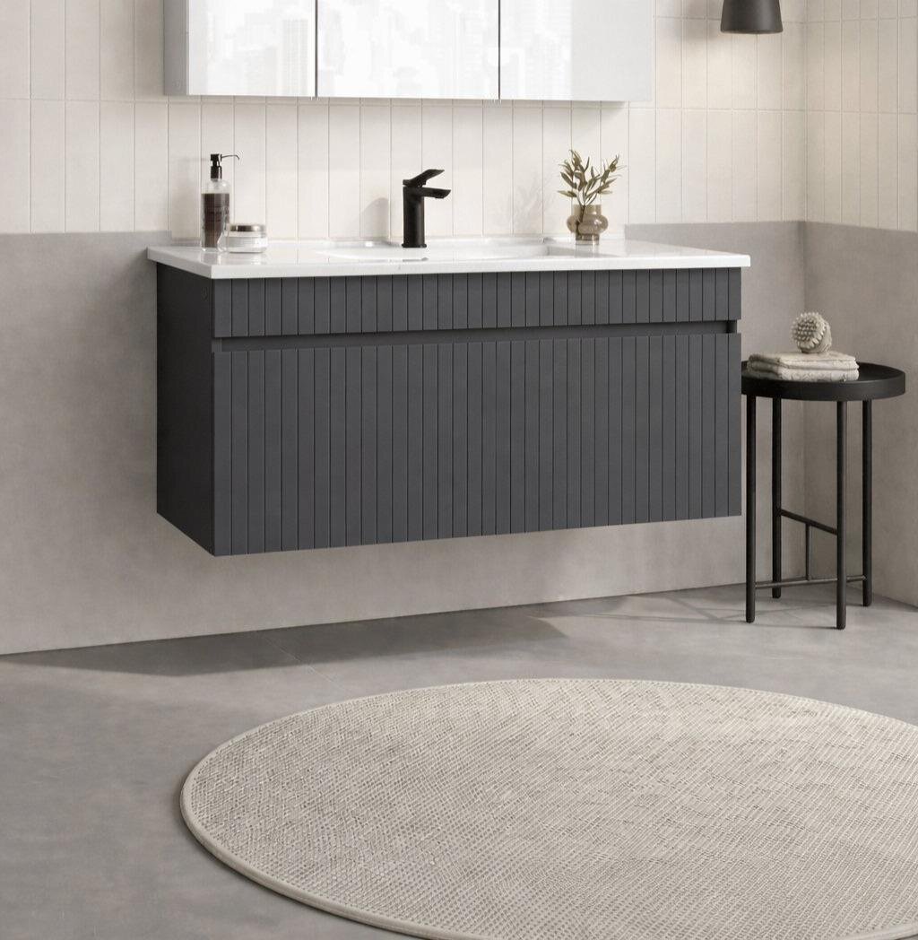 Orka Tivoli 100 cm Mat Antrasit Banyo Dolabı Alt Modül ve Lavabo , 5008671 - 3