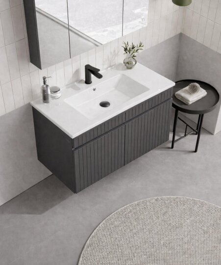 Orka Tivoli 100 cm Mat Antrasit Banyo Dolabı Alt Modül ve Lavabo , 5008671 - 4