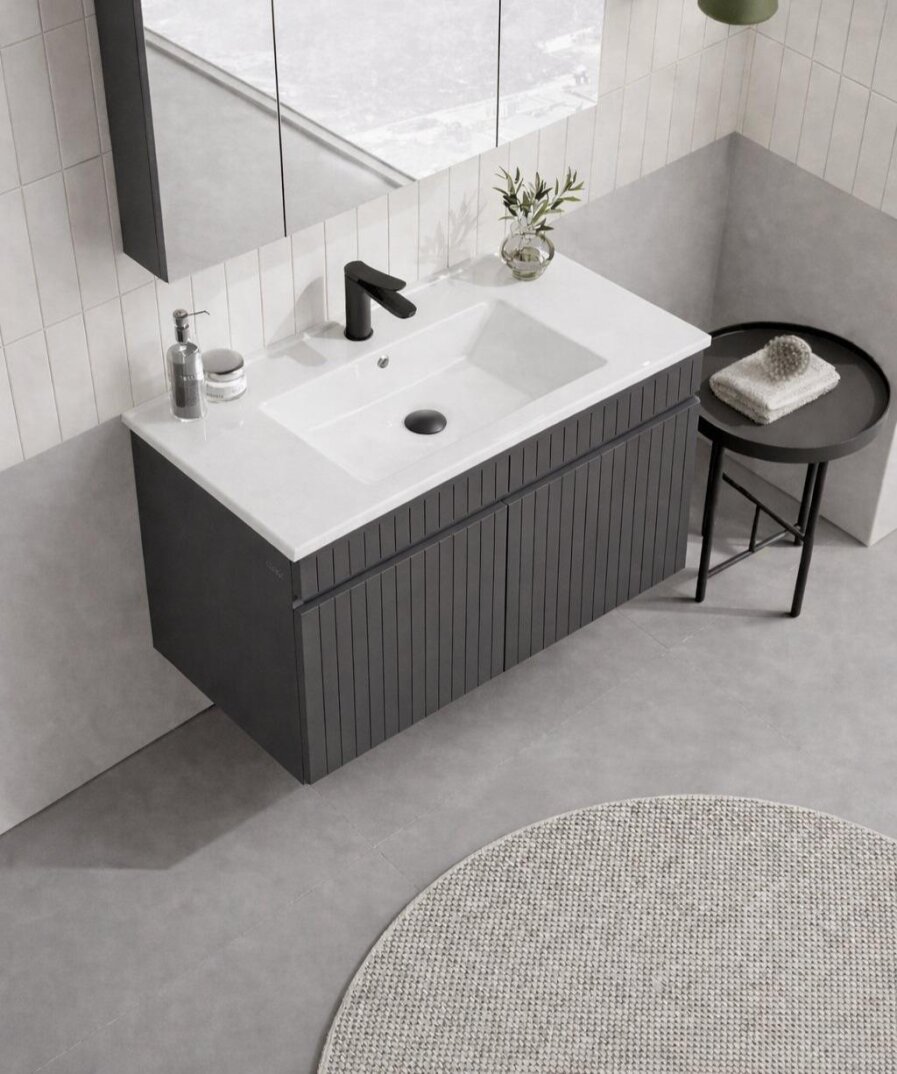 Orka Tivoli 100 cm Mat Antrasit Banyo Dolabı Alt Modül ve Lavabo , 5008671 - 4