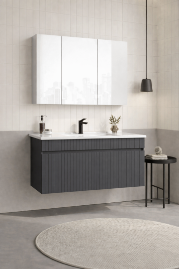 Orka Tivoli 100 cm Mat Antrasit Banyo Dolabı Takımı (Dolaplı Ayna), 5008696 - 3