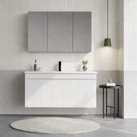 Orka Tivoli 100 cm Mat Beyaz Banyo Dolabı Takımı (Dolaplı Ayna), 5008697 