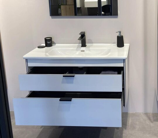 Orka Trio 100 cm Beyaz Çekmeceli Banyo Dolabı Alt Modül ve Lavabo - 3
