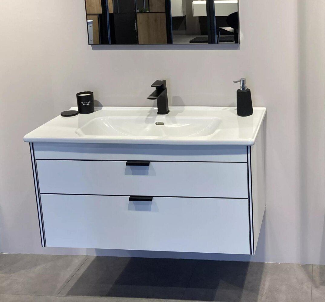 Orka Trio 100 cm Beyaz Çekmeceli Banyo Dolabı Alt Modül ve Lavabo - 4